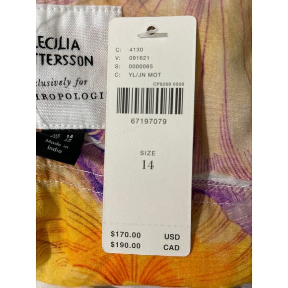 Anthropologie X Cecilia Pettersson Floral Tie-Front Midi Dress Sz 14 Cottagecore - Picture 12 of 14